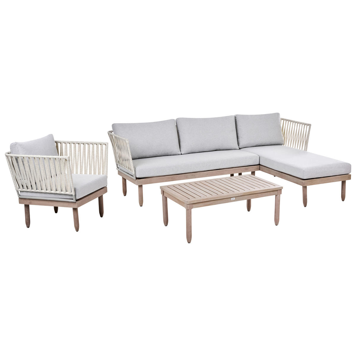 LOUNGE-SET mit Tisch 4-Sitzer Akazienholz linksseitig Braun/Grau Cremona - Dunkelgrau/Braun, Holz - Beliani