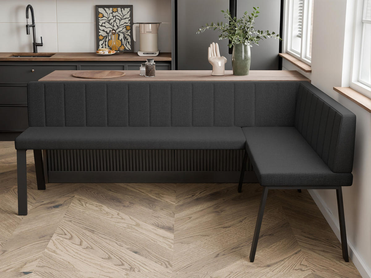 ECKBANK rechts MONO Y Webstoff gesteppt, 128/168 cm Anthrazit - Anthrazit, Textil/Metall (128/168cm) - Idohome