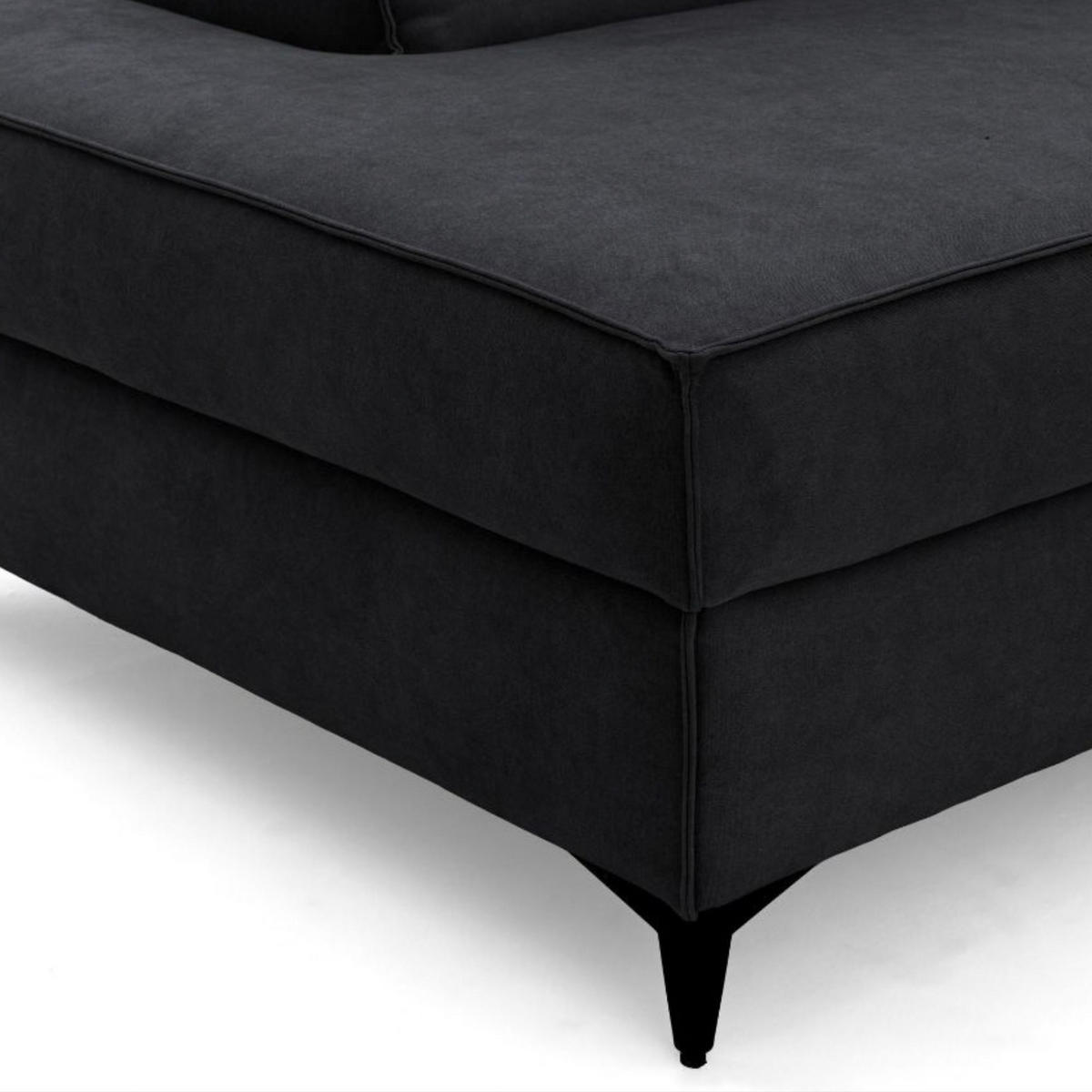 ECKSOFA PURE U Links mit Schlaffunktion 127x270 Velours Graphit - Graphitfarben/Schwarz, Holz/Textil (340/204cm) - Muffo