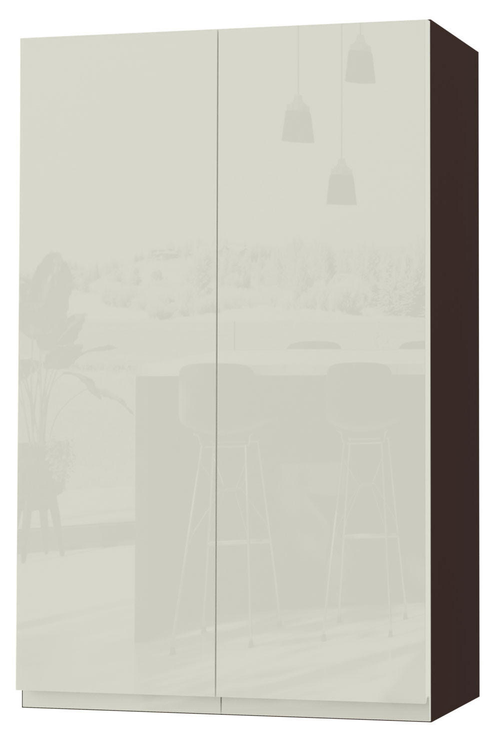 HÄNGESCHRANK Florence W4/60 Lava / RAL 1013 perlweiß HG 60 / 32,5 / 96cm - Dunkelgrau/Weiß Hochglanz, Holz/Holzwerkstoff (60/96/32.5cm) - Feldmann-Wohnen