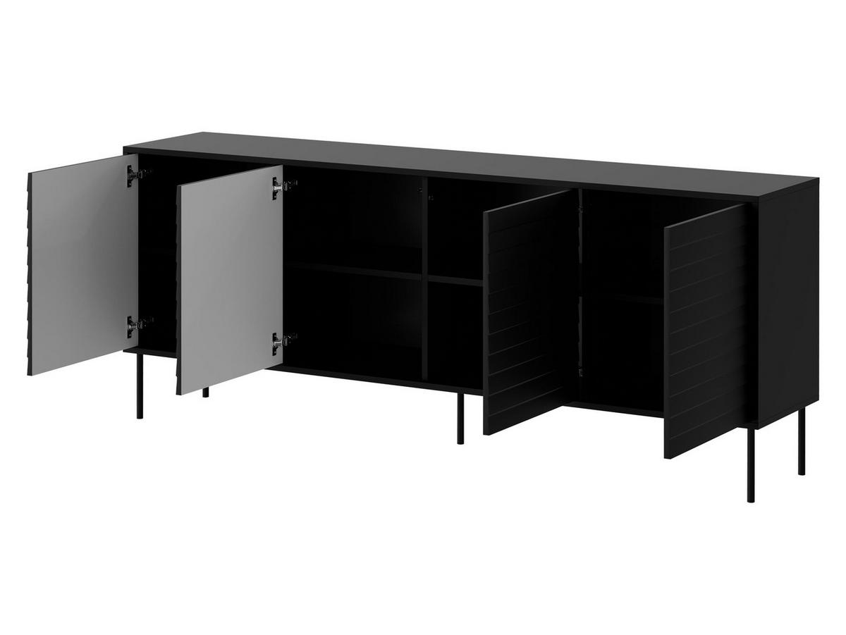 SIDEBOARD Cortina 200 4D - Schwarz/Braun, Holzwerkstoff/Metall (200/81/40cm) - MIRJAN24