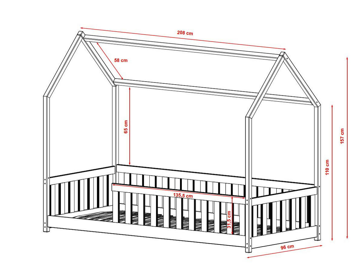 HAUSBETT NOAH Weiß 96x208x157 cm - Weiß, Holz - FURNLUX