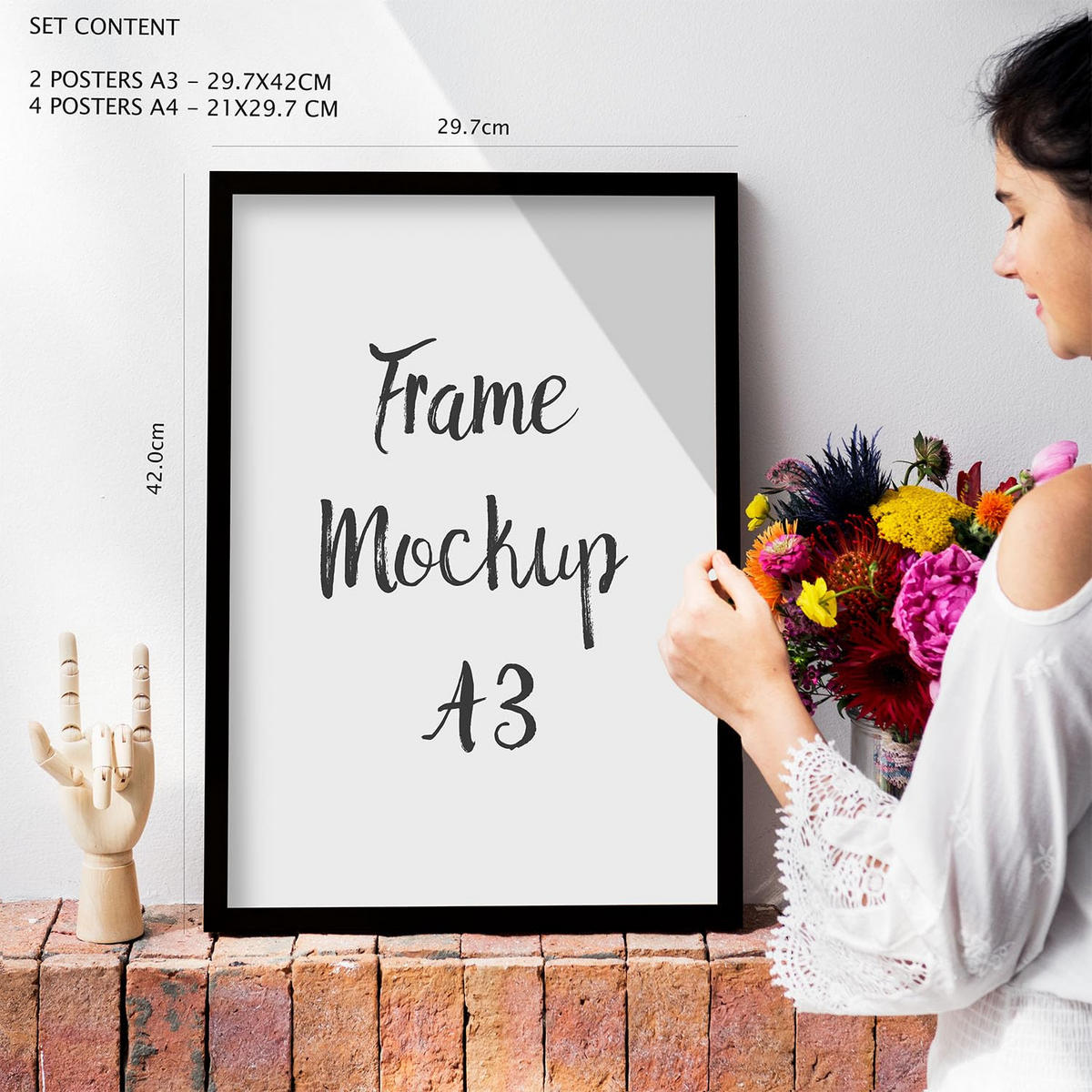 POSTER Set Mit 6 Bergrahmen In Kulissen Abstracts Ästhetische Dekorative Gemälde Für Ihr Wohnzimmer Zuhause A3 & A4 Rahmen Aus Hellem Holz - Beige, Papier (29/3cm) - Nacnic