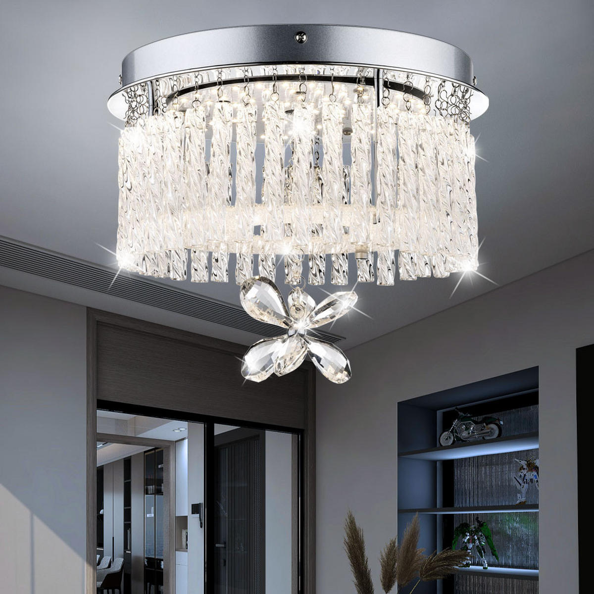 LED DECKENLEUCHTE MATHILDA Klar Kristalloptik - Klar, Glas (28/28/22cm) - Globo Lighting