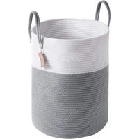 WÄSCHEKORB geflochten Baumwolle Weiß & Grau 38 cm(D)x50 cm(H) - Multicolor, Textil (38/50/38cm)