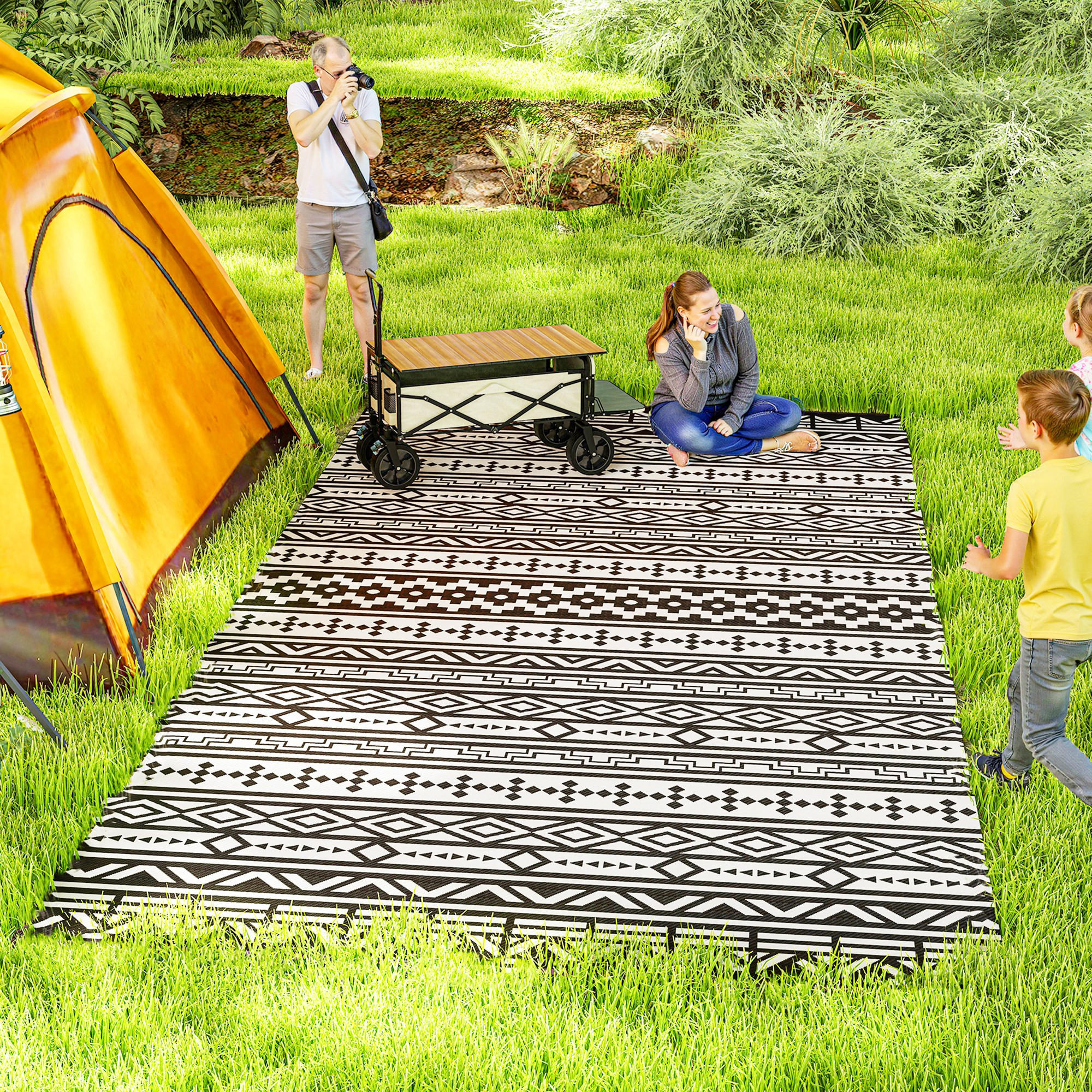 OUTDOORTEPPICH, Wetterfest - Schwarz, Kunststoff (274/548cm) - Outsunny