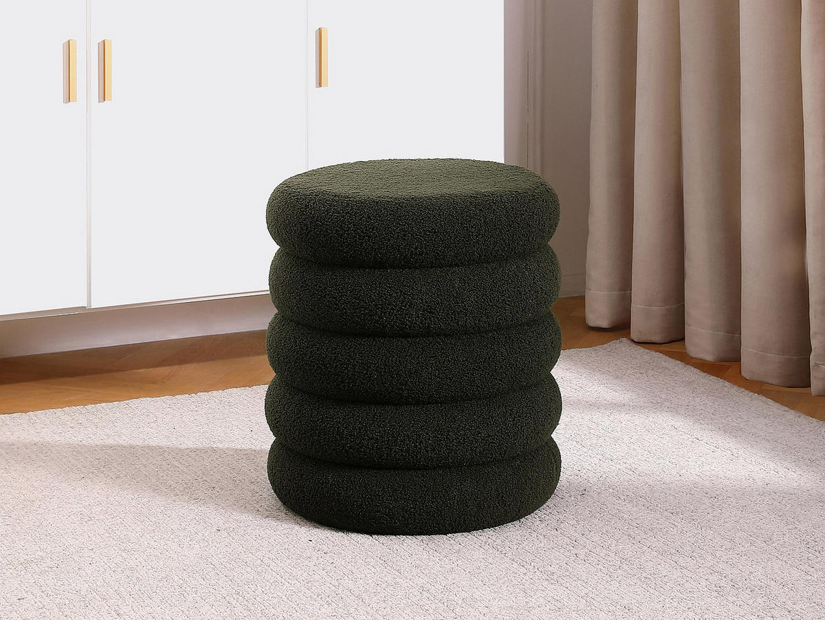 SITZHOCKER - 1 Person - Stoff - Tannengrün - ECAMBI - Waldgrün, Textil (40/45/40cm) - Vente-Unique