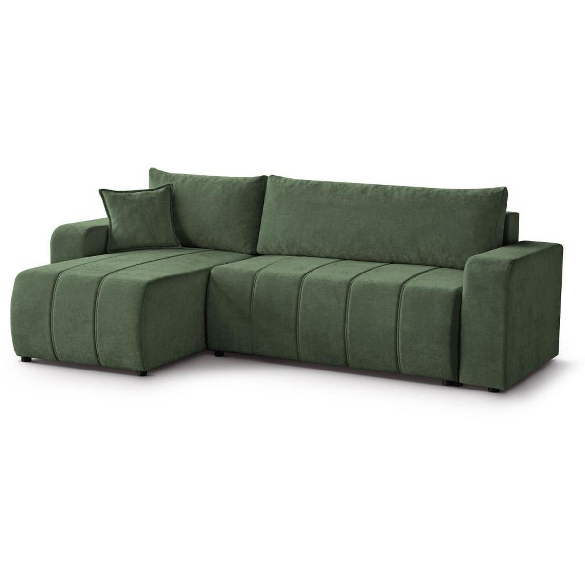 ECKSCHLAFSOFA Mori grün - Schwarz/Grün, Kunststoff/Textil (250/155cm) - Beautysofa