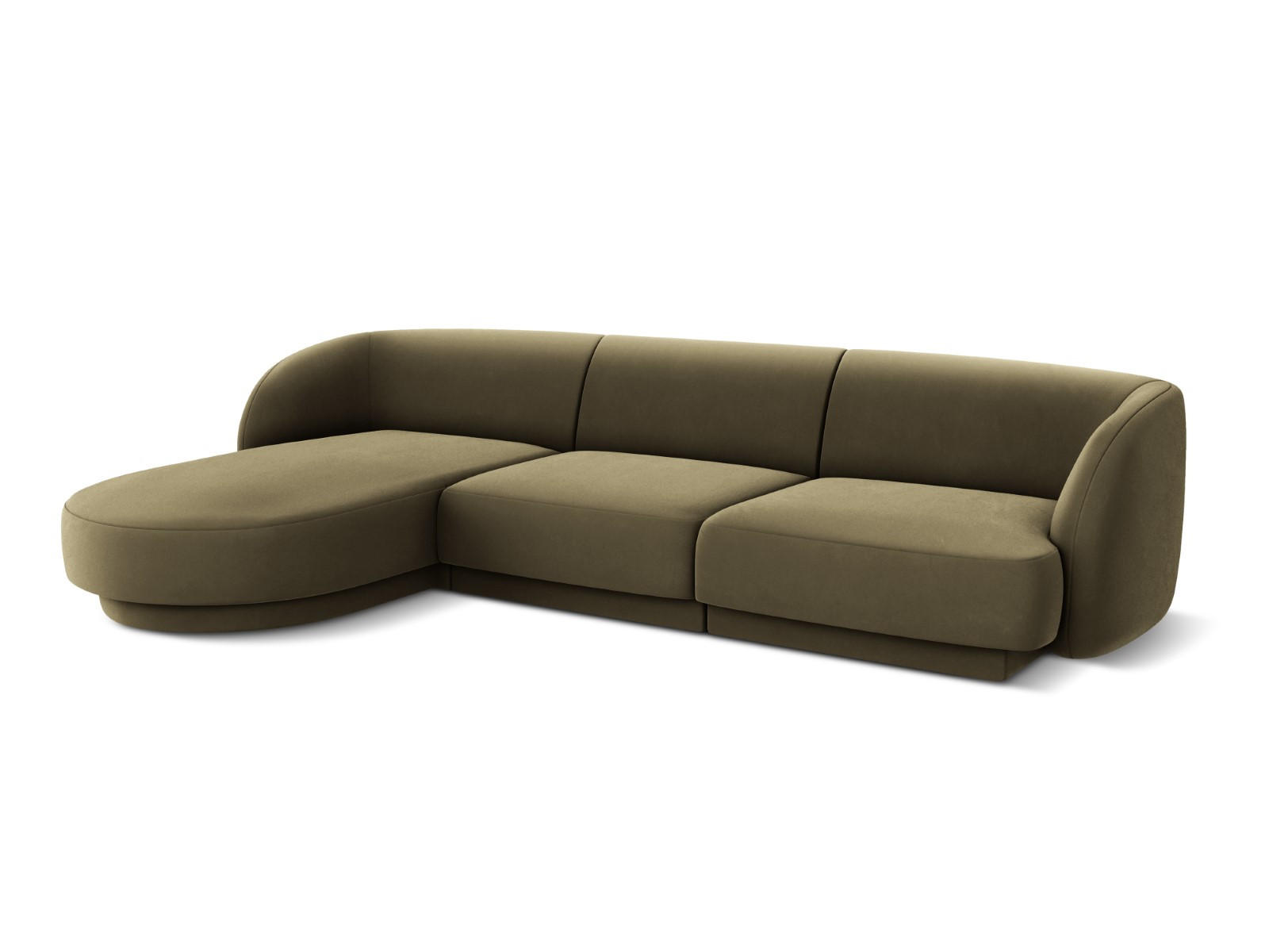 ECKSOFA links Miley aus Samt grün 4 Sitzplätze - Grün, Textil (156/255cm) - Micadoni