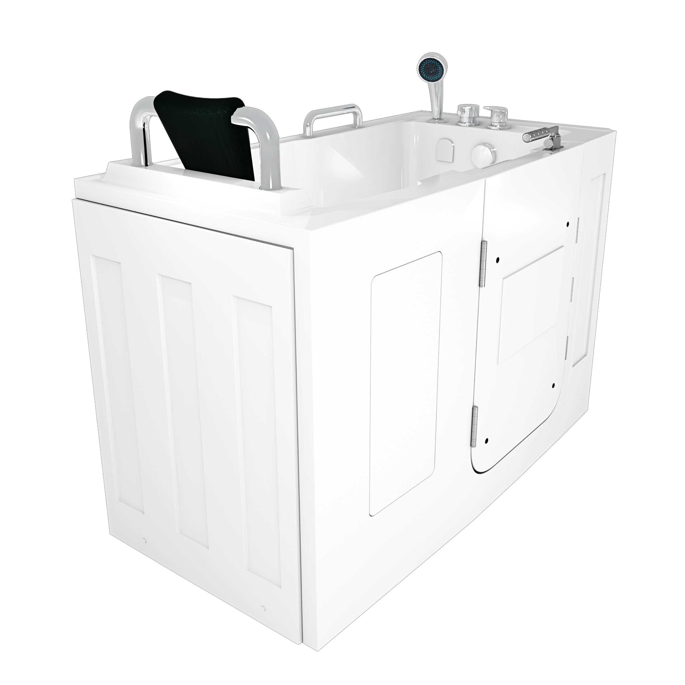 SITZBADEWANNE Senioren Wanne mit Tür S07-C-L 140x76cm - Weiß, Glas/Kunststoff (76/116/140cm) - AcquaVapore by Sandra Jentho