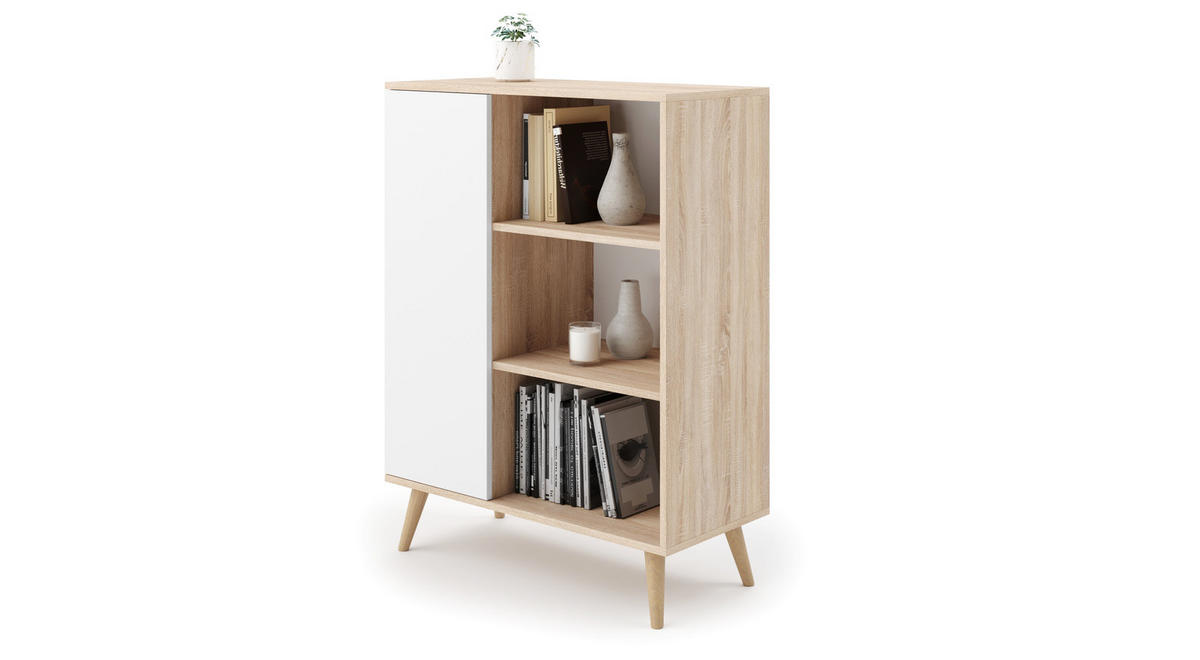 BÜCHERREGAL Fondi - Eichefarben/Weiß, Holzwerkstoff (40/116/90cm) - RAUMHIRSCH FURNITURE