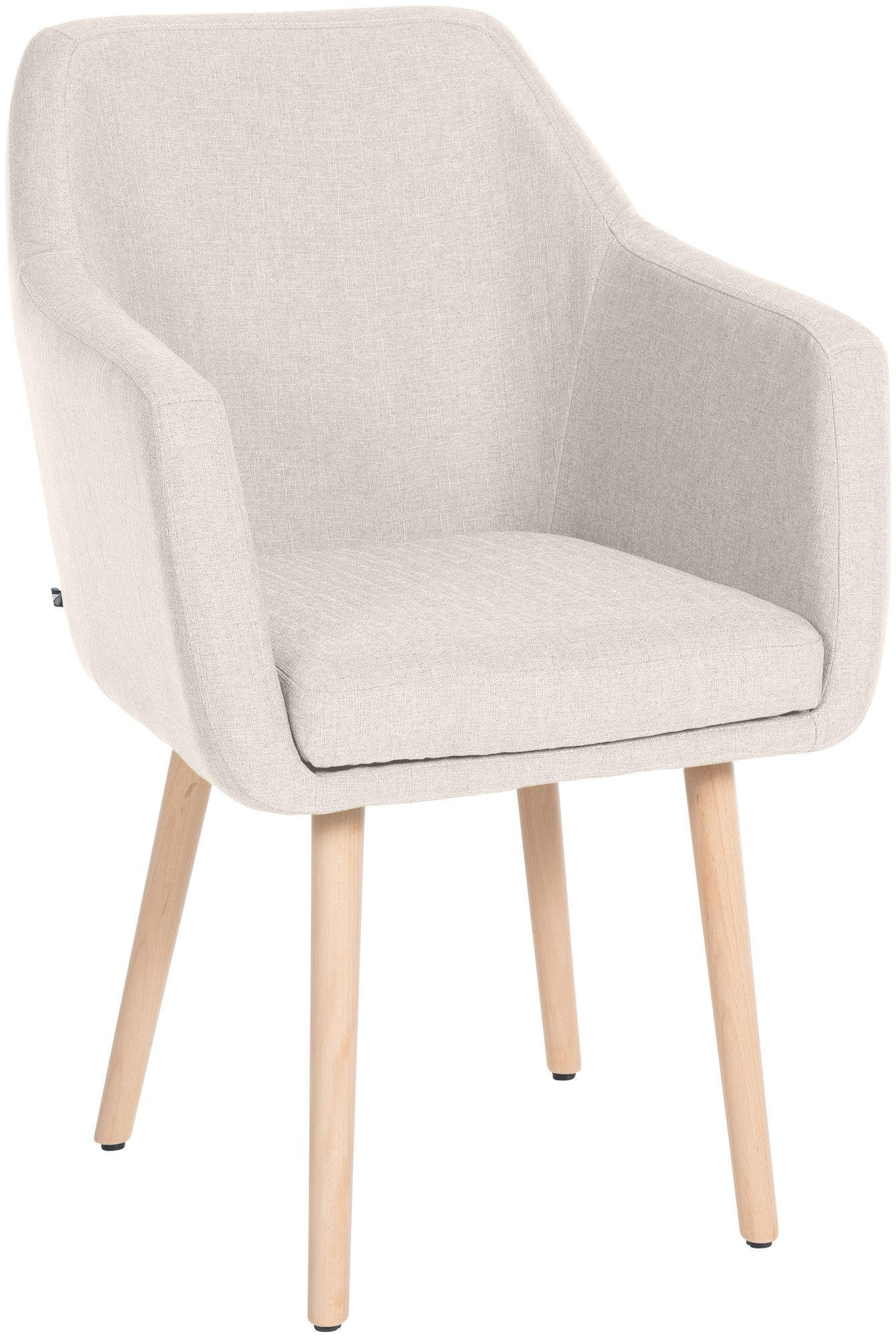 ARMLEHNENSTUHL Stoff creme - Eukalyptusholzfarben/Creme, Holz/Textil (61/88/57.5cm) - CLP