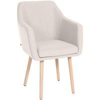 ARMLEHNENSTUHL Stoff creme - Eukalyptusholzfarben/Creme, Holz/Textil (61/88/57.5cm) - CLP
