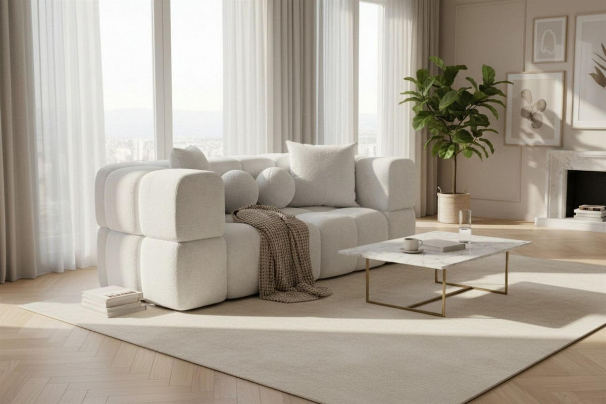 SOFA 3-sitzer Vega - Weiß, Holzwerkstoff/Textil (250/77/103cm) - Fun Möbel