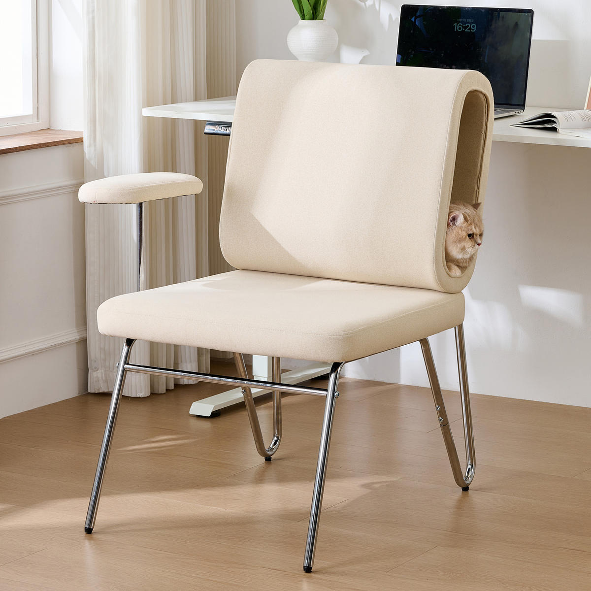 BÜROSTUHL Stoff mit Katzenhöhle 77/70/89 cm Beige - Beige, Textil (70/89/77cm) - Redom
