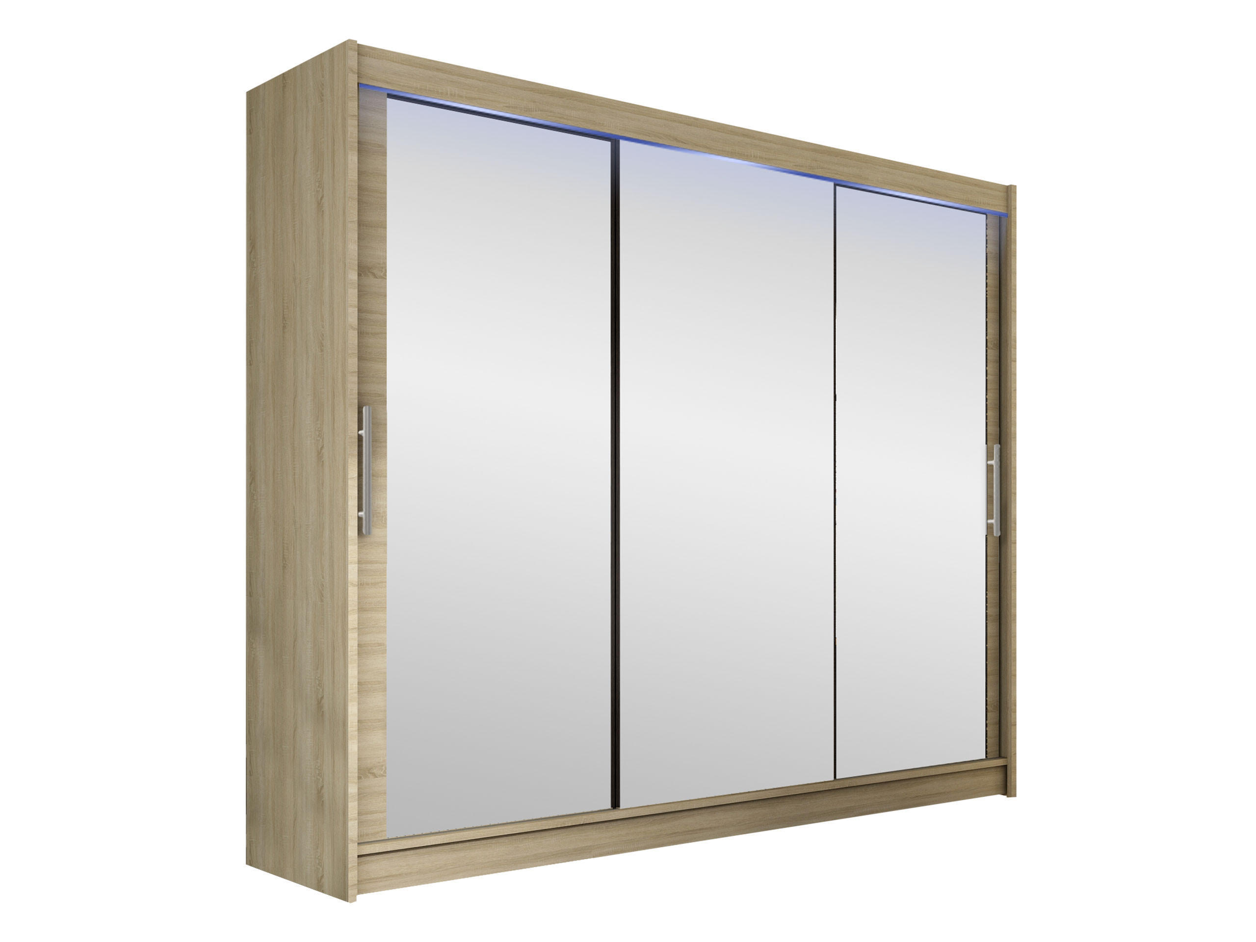 KLEIDERSCHRANK Aston III, mit RGB LED Beleuchtung - Silberfarben/Sonoma Eiche, Holzwerkstoff/Kunststoff (250/215/58cm) - MIRJAN24