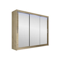KLEIDERSCHRANK Aston III, mit RGB LED Beleuchtung - Silberfarben/Sonoma Eiche, Holzwerkstoff/Kunststoff (250/215/58cm) - MIRJAN24