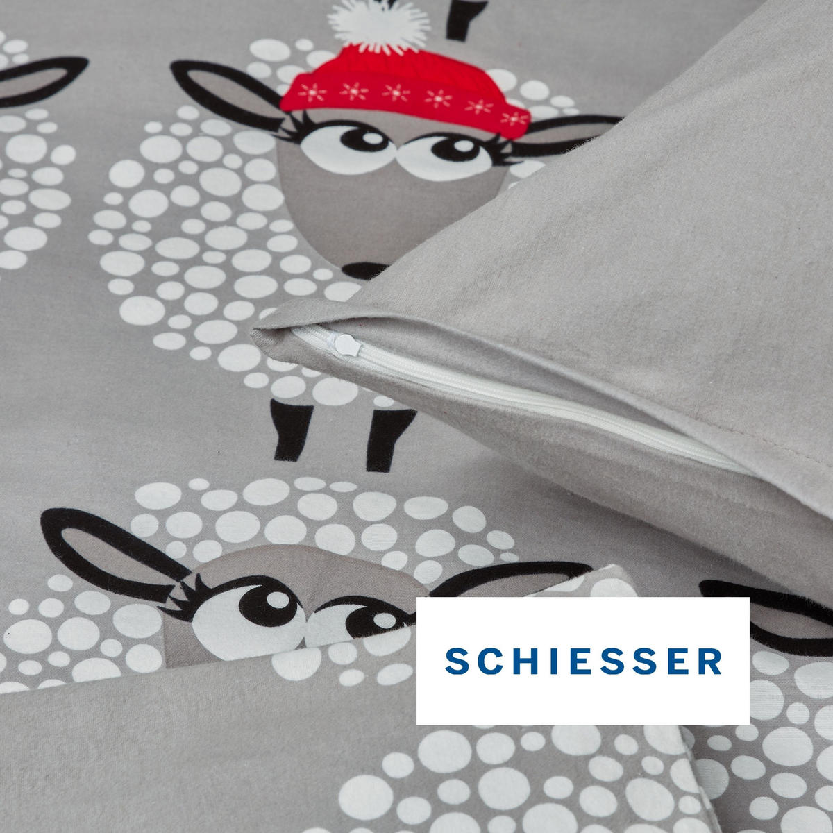 BETTWÄSCHESET Sippa - Feinbiber - 2-teilig - 135 x 200 cm - Grau - Grau, Textil (135/200cm) - SCHIESSER