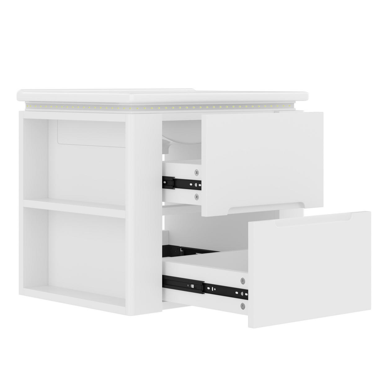 WASCHTISCHKOMBI 60/46/48,5 cm in Weiß mit LED-Sensorleuchte und 2 Schubladen - Weiß, Holzwerkstoff (61/48.5/46cm) - BEAOK