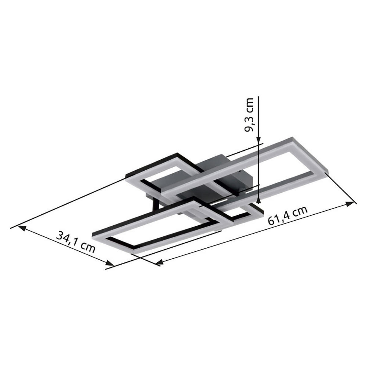 LED DECKENLEUCHTE Grau Opal - Grau, Kunststoff (61.4/34.1/9.3cm) - Globo Lighting