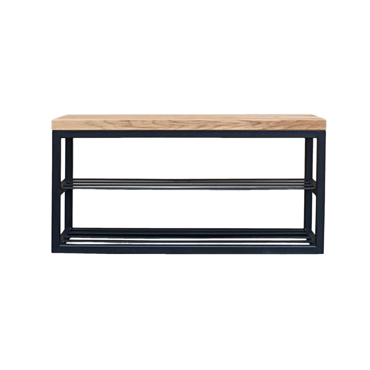 EICHENBANK mit Regal Sitz im Loft Stil für Flur HUGON III - Eichefarben, Holz (100/50/30cm) - Rawood Furniture