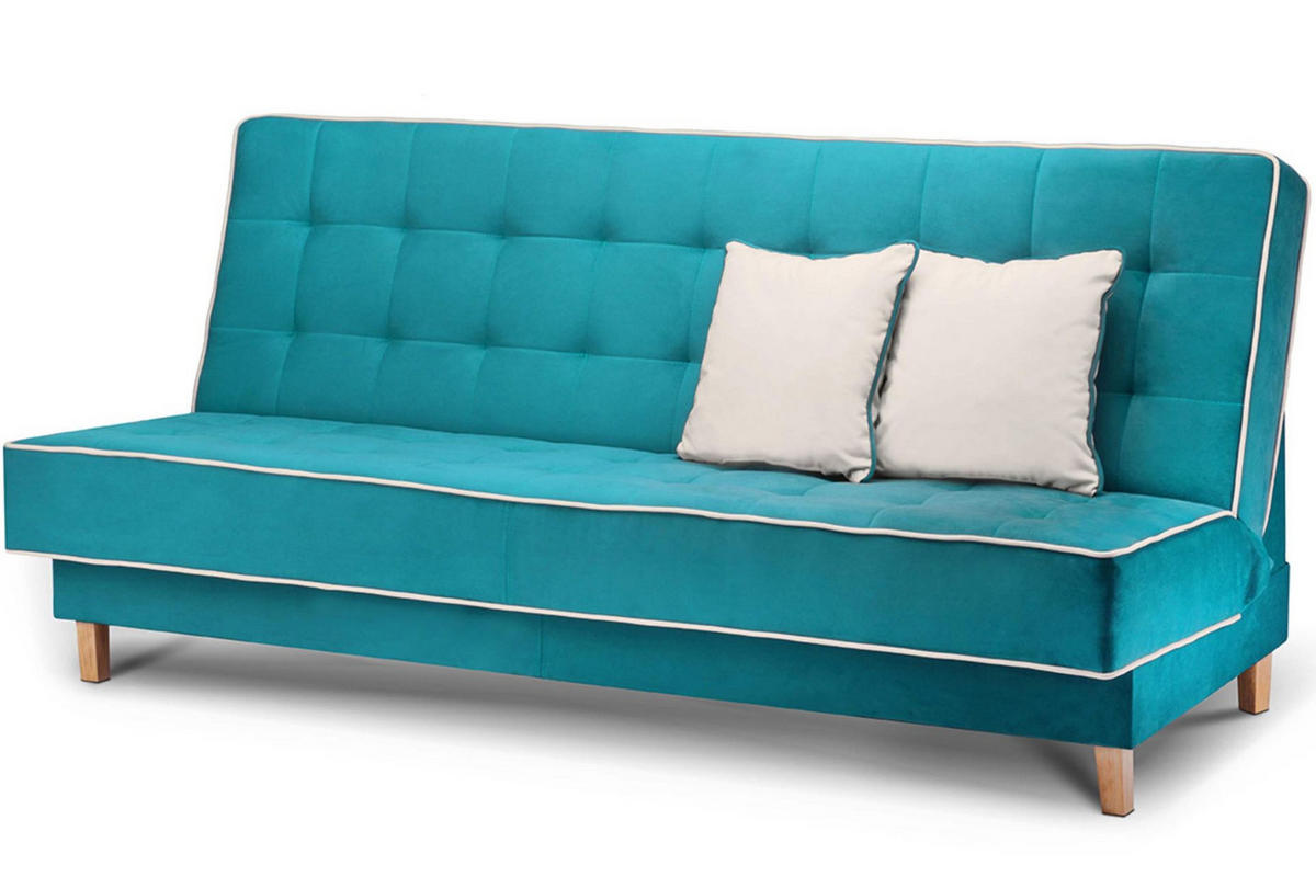 3-SITZER-SCHLAFSOFA DOZER Velours, türkis/ecru - Türkis/Ecru, Textil (197/94/93cm) - KONSIMO®
