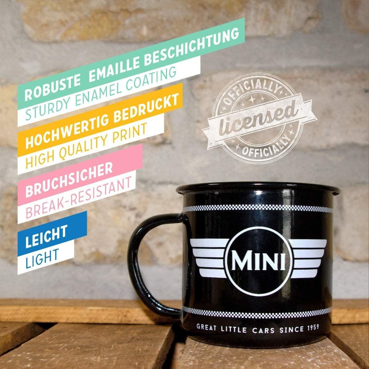 EMAILLE-BECHER 360 ml Mini Logo Black - Anthrazit/Weiß, Metall (0.36L) - Nostalgic-Art