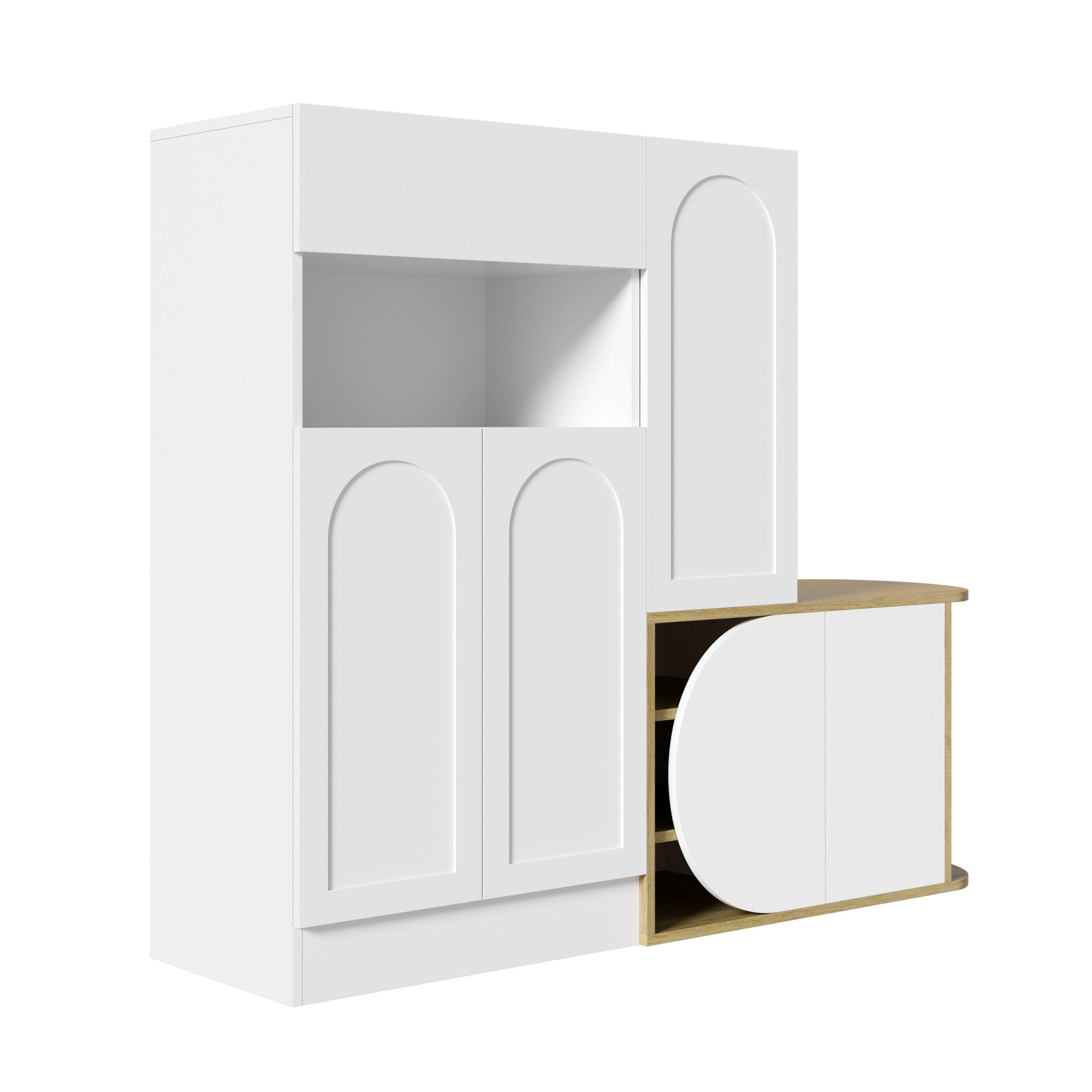 SCHUHSCHRANK DE-37953 mit Sitzbank und 5 Türen Weiß - Weiß, Holzwerkstoff (130/110.5/35cm) - ComfortXL