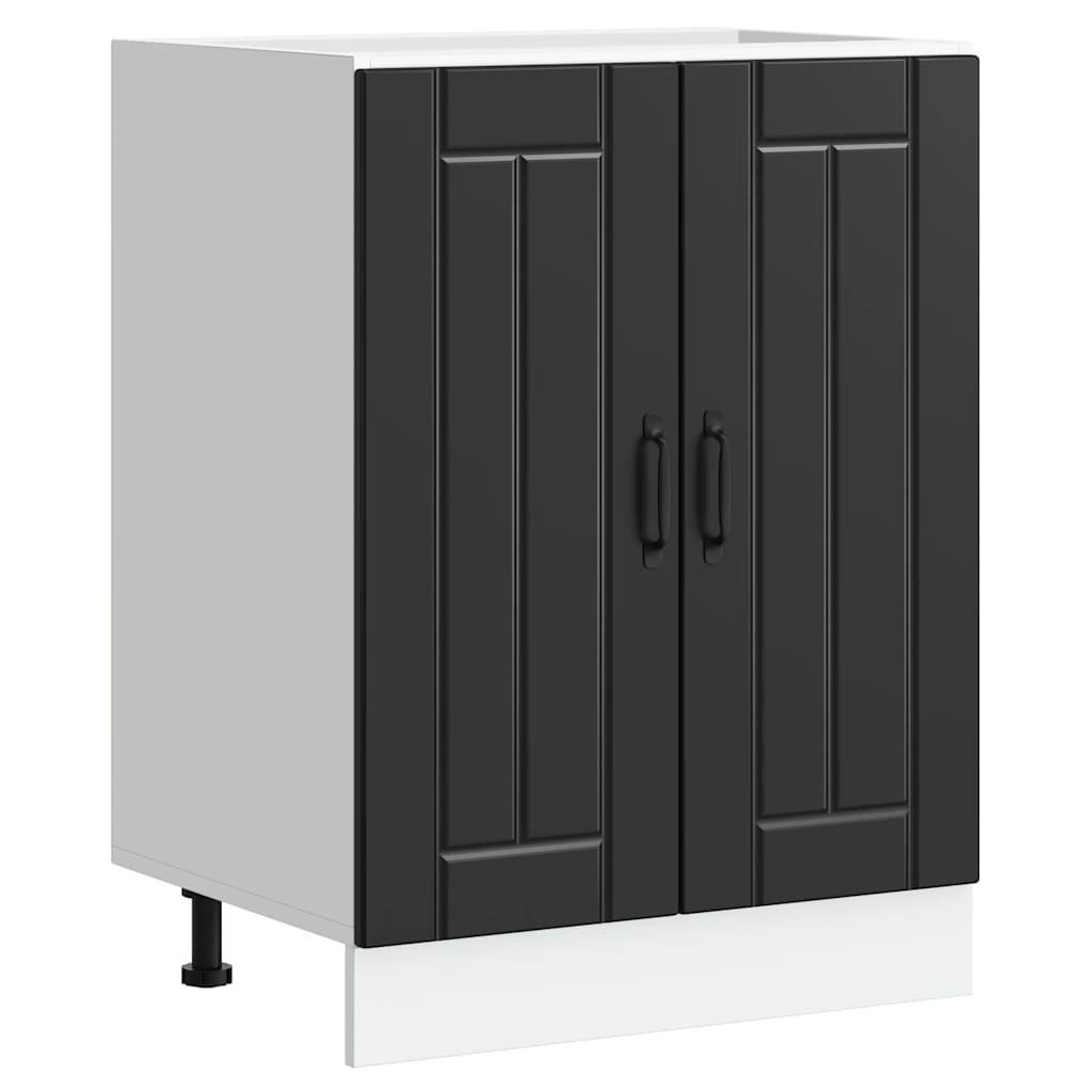 SPÜLENUNTERSCHRANK Lucca Schwarz Holzwerkstoff - Schwarz, Holzwerkstoff (46/81.5/60cm) - vidaXL