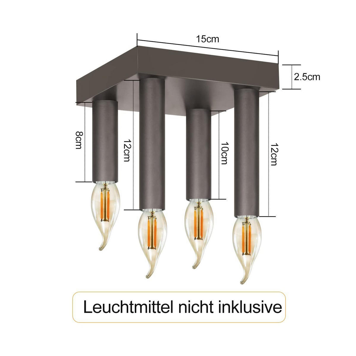 DECKENSTRAHLER Funkelmira 15/13/15 cm - Schwarz, Metall (15/15/13cm) - ZMH