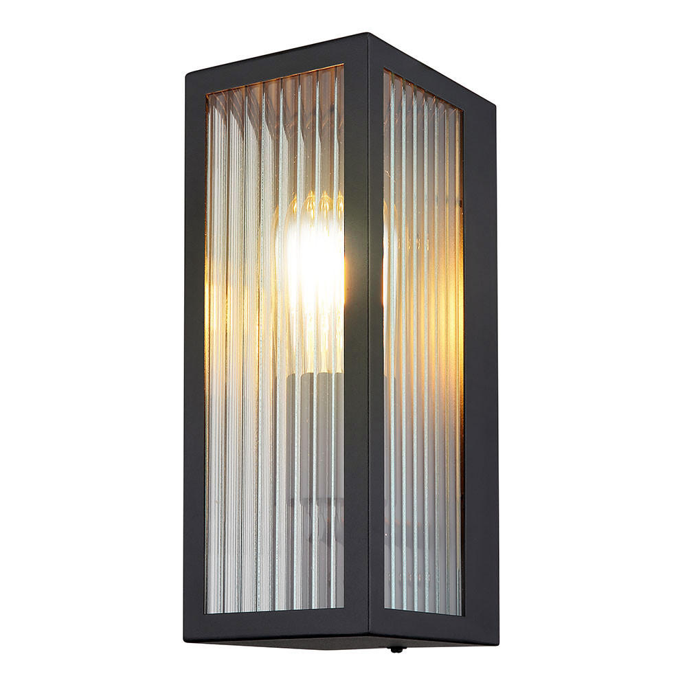 LED AUSSEN-WANDLEUCHTE Metall Schwarz - Schwarz, Glas (12/32/14cm) - Globo Lighting