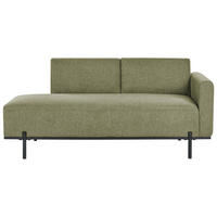 ČALOUNĚNÉ LEHÁTKO CHAISE LONGUE Umělý len Zelené Savasse - černá/zelená barva, textil (170/78/85cm) - Beliani