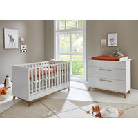 BABYZIMMER SET Lina 2-tlg. Soft-Close - Walnussfarben/Weiß, Holz/Holzwerkstoff (1/1/1cm) - arthur berndt