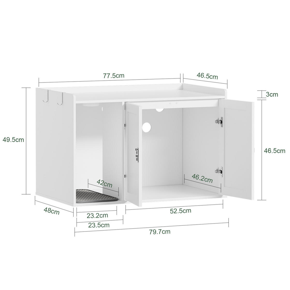 SITZBANK mit Aufbewahrung und Katzenklo-Verkleidung HAT07-E-W - Ahornfarben/Weiß, Holzwerkstoff/Fell (48/49.5/79.7cm) - SoBuy