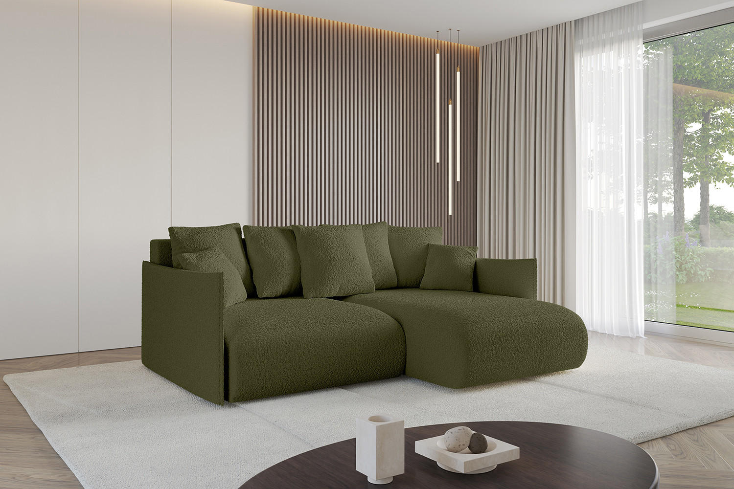 Thumbnail - Altdecor Ecksofa, Olivgrün, Textil, 4-Sitzer, 216x177 cm, Wohnzimmer, Sofas & Couches, Wohnlandschaften, Ecksofas
