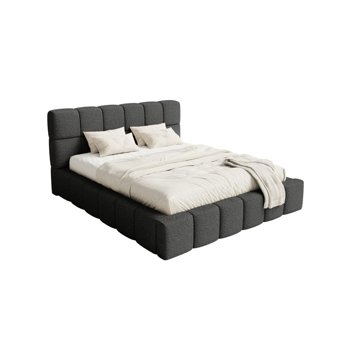 POLSTERBETT Lund 160x200 cm, Schwarz - Schwarz, Textil (160/200cm) - Fedve