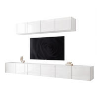 WOHNWAND ANGEL III Weiß glänzend hängend mit LED-Beleuchtung 300 cm - Weiß Hochglanz, Holzwerkstoff (300/36/40cm) - Idohome