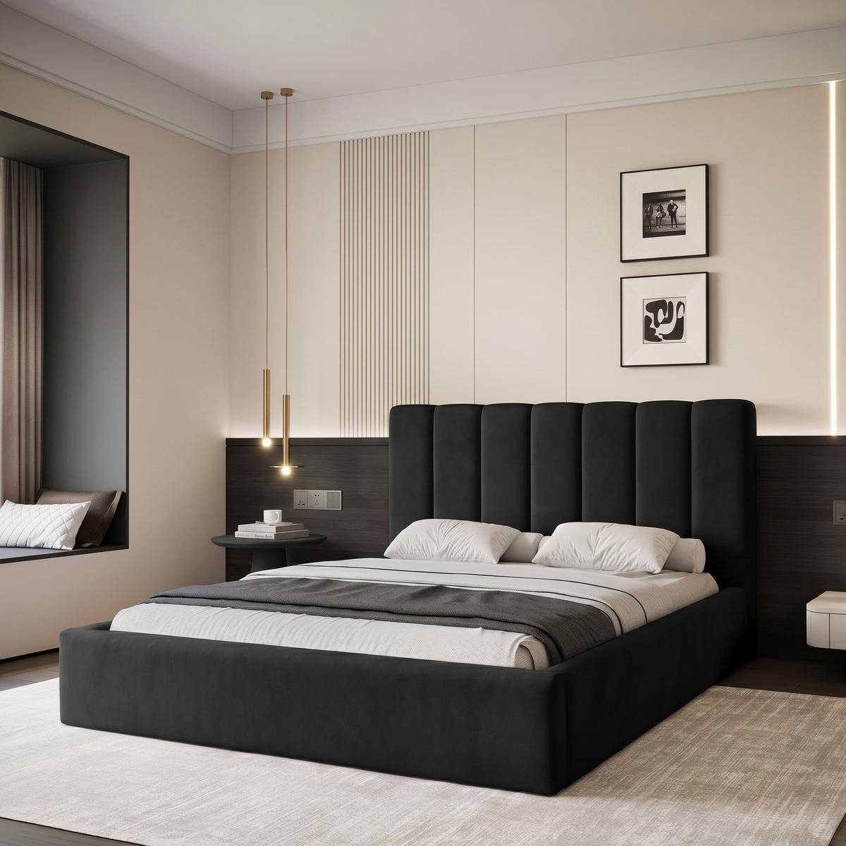 POLSTERBETT CIERO 180x200 cm Schwarz Samt (Stoff Magic Velvet) - mit Bettkasten und Lattenrost - Schwarz, Holzwerkstoff/Textil (180/200cm) - Ravio