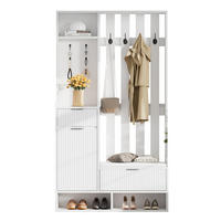 GARDEROBE 100/180/30 cm Weiß aus Spanplatte mit Sitzkissen - Weiß, Holzwerkstoff (30/180/100cm) - OKMYHOME