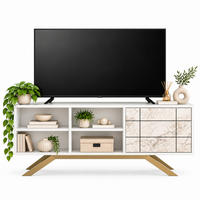 TV-ELEMENT North Weiß Marmor Decor Gold - Goldfarben/Weiß, Holzwerkstoff (130/58.6/38.6cm) - Decorotika
