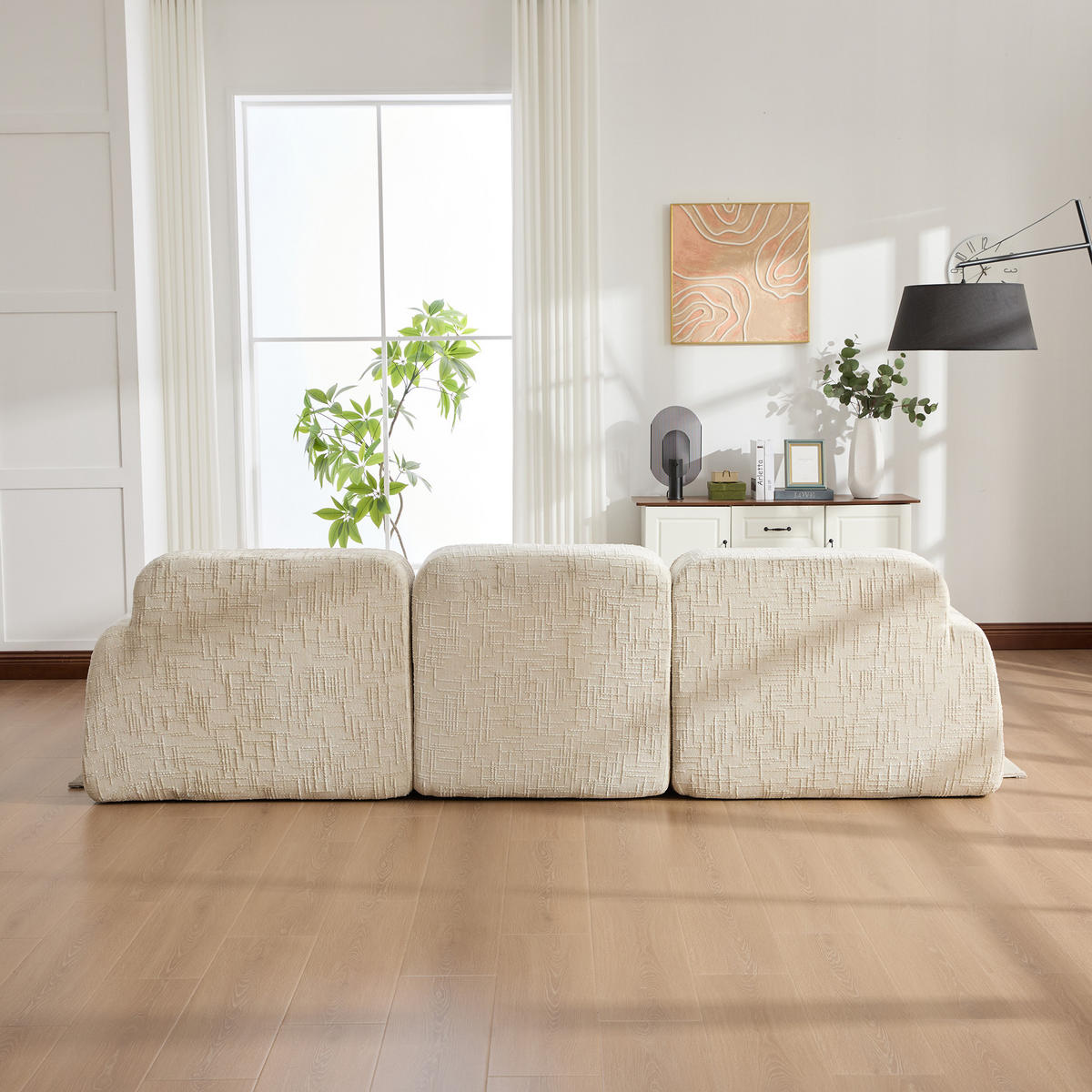 ECKSOFA 269.5/182.5/73 cm Beige mit beweglicher Fußhocker - Beige, Textil (182.5/269.5cm) - Oxeza