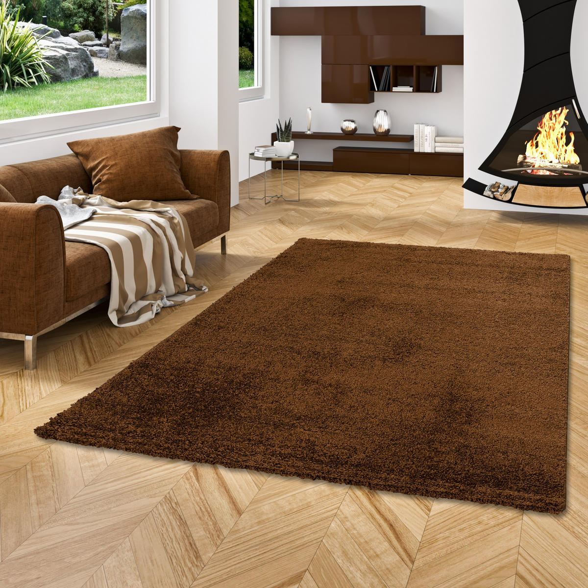 HOCHFLOR LANGFLOR TEPPICH ALOHA - Braun, Textil (140/200cm) - Pergamon