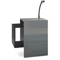NACHTTISCH Queens Front in Grau Hochglanz - Grau, Holzwerkstoff (60/63/36cm) - Vladon
