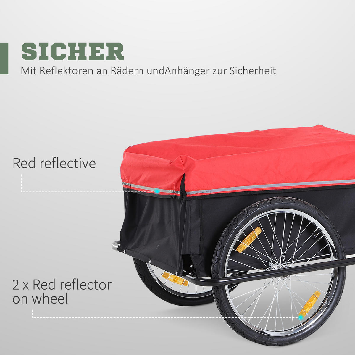 LASTENANHÄNGER, Stahlrohr, Rot/Schwarz, 140L x 88B x 60H cm - Schwarz, Metall (88/60/140cm) - HOMCOM