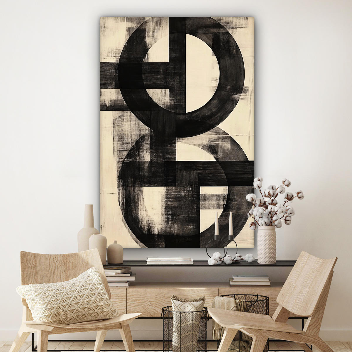 SLIKA NA PLATNU Krogi 90x140 cm - črna, tekstil (90/140cm) - MuchoWow