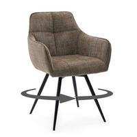 STUHL QUATTRO drehbar gepolsterter mit Steppung - braun - Chenille - Schwarz/Braun, Textil/Metall (58/86/60cm) - NEW HOME