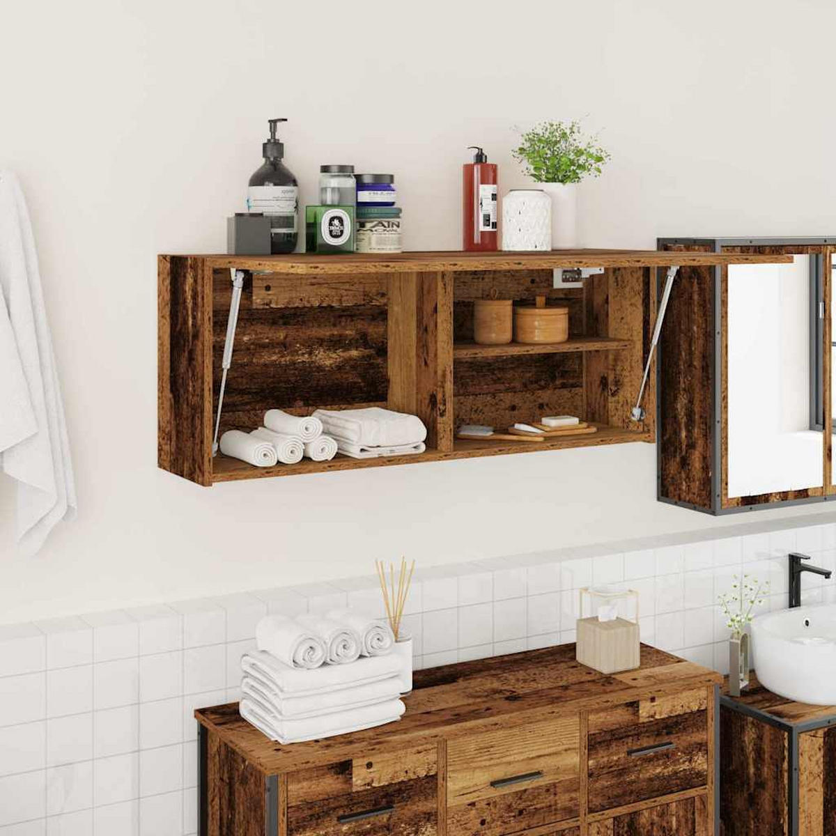 BAD-WANDSCHRANK Altholz-Optik 100/25/40 Cm Holzwerkstoff - Braun, Holzwerkstoff (25/40/100cm) - vidaXL