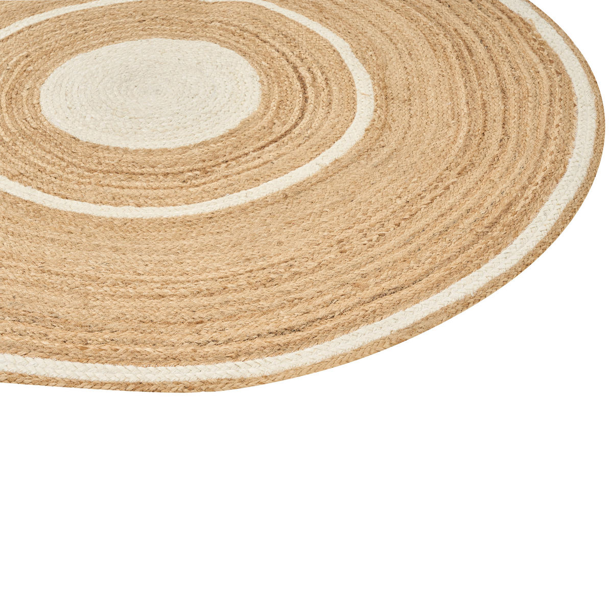 TEPPICH geflochten Beige 140 cm Halfeli - Beige/Weiß, Naturmaterialien (140/140cm) - Beliani