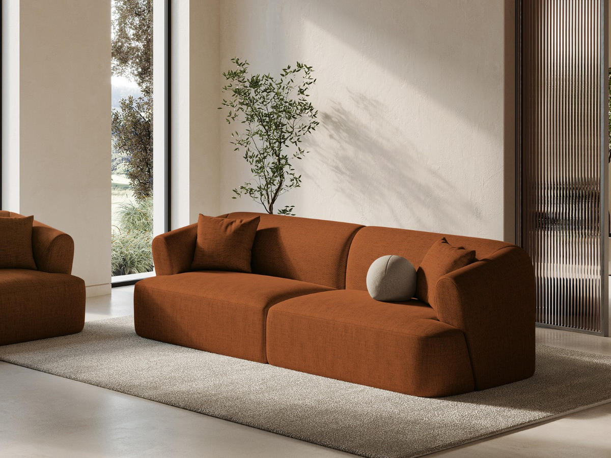MODULARES-SOFA Campi aus strukturiertem Stoff ziegelrot 4 Sitzplätze - Orange, Textil (90/70/255cm) - Cosmopolitan Design