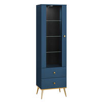 STANDVITRINE Marine dunkelblau / gold 55 / 40 / 190cm - Blau/Dunkelblau, Holz/Holzwerkstoff (55/190/40cm) - Feldmann-Wohnen